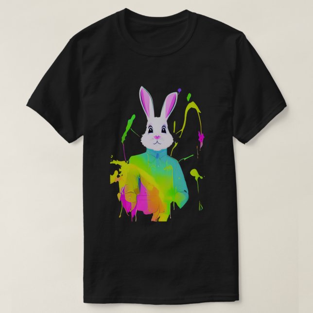 Easter Bunny Splatter Ink Holiday T-Shirt (Design Front)