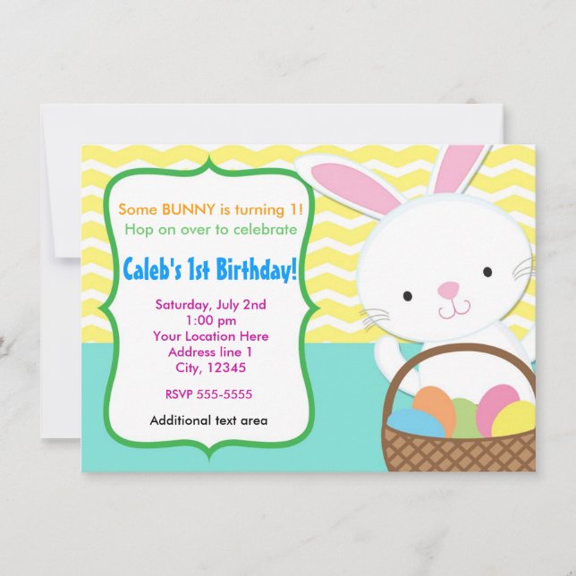 Easter Bunny Spring Chevron Kids Party Invitation (Front)