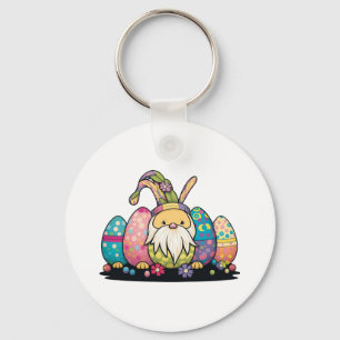 Easter Bunny Spring Cute Gnome Easter Egg Hunting Key Ring