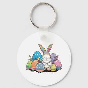 Easter Bunny Spring Cute Gnome Easter Egg Hunting Key Ring