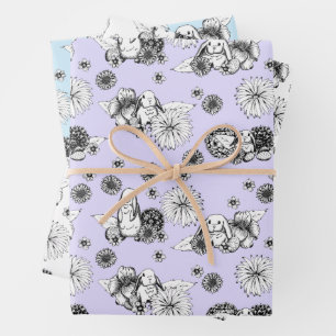 Easter Bunny Spring Floral Pattern   Wrapping Paper Sheet