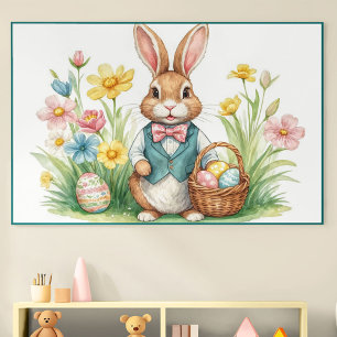 Easter Bunny Spring Floral Poster