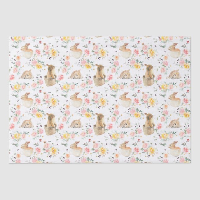 Easter Bunny Spring Floral Tissue Paper (Front)