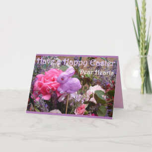 Easter Bunny spring Flowers Purple flowers Card