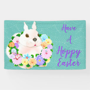 Easter Bunny Spring Garden Banner