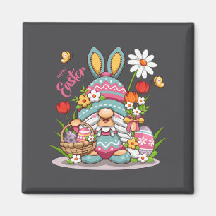 Easter Bunny Spring Gnome Easter Design Magnet