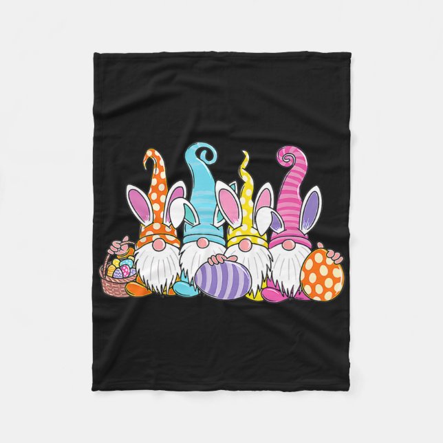 Easter Bunny Spring Gnome Easter Egg Hunting And B Fleece Blanket (Front)