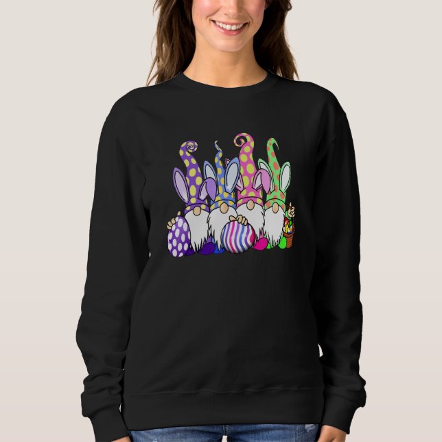 Easter Bunny Spring Gnome Easter Egg Hunting And B Sweatshirt (Front)