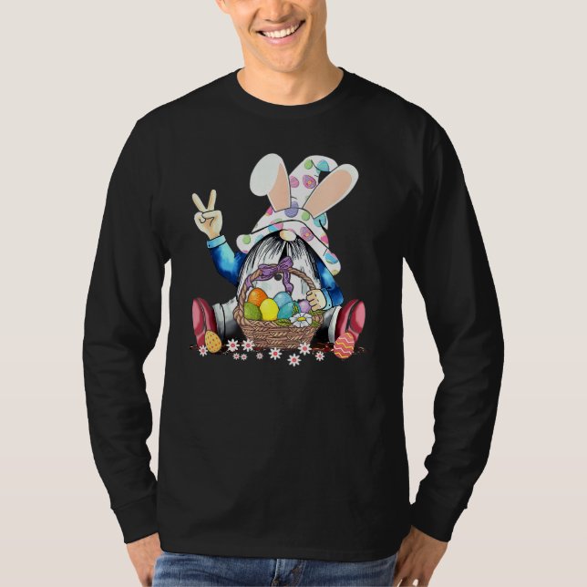 Easter Bunny Spring Gnome Easter Egg Hunting And B T-Shirt (Front)