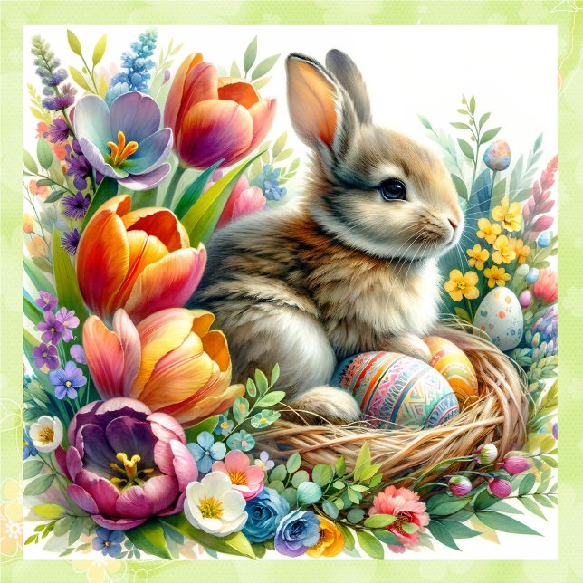 Easter Bunny Springtime Holiday Cheerful Fun Square Sticker (Creator Uploaded)