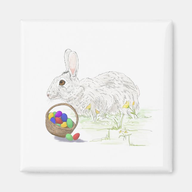 Easter bunny square magnet (Front)