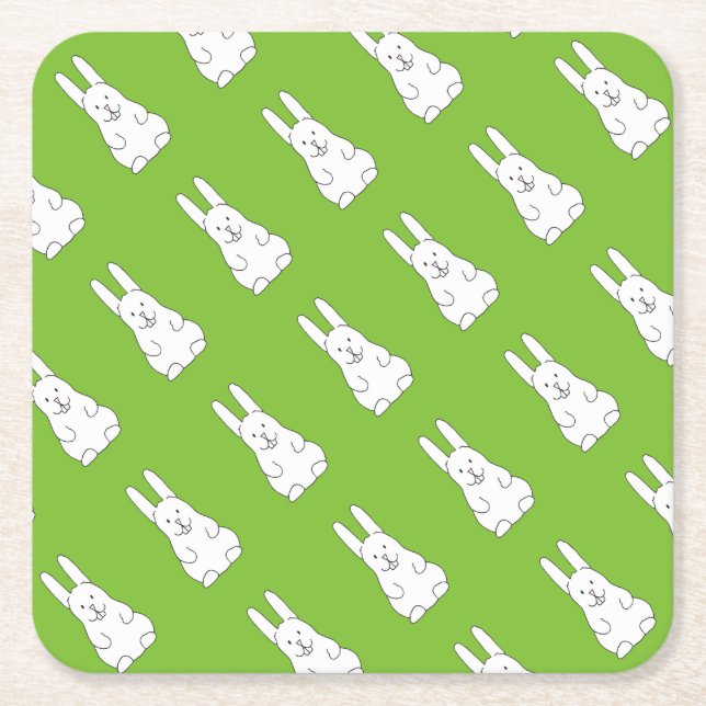 Easter bunny square paper coaster (Front)