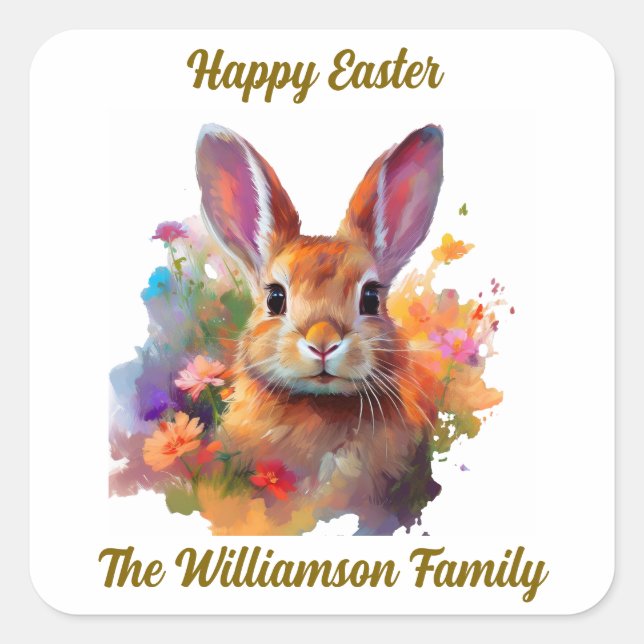 Easter Bunny Square Sticker (Front)