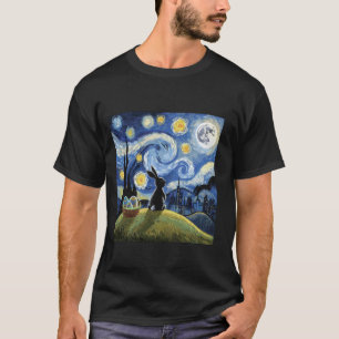 Easter Bunny Starry Night Post-impressionist Famil T-Shirt