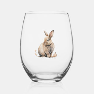 Easter Bunny Stemless Wine Glass