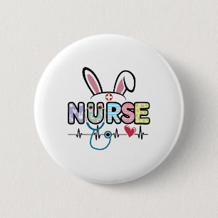 Easter Bunny Stethoscope Heartbeat Medical Nurse D 6 Cm Round Badge