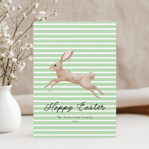 Easter Bunny Striped Holiday Card