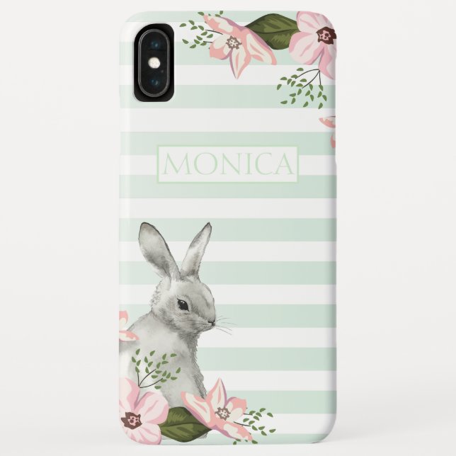 Easter Bunny striped Monogram Case-Mate iPhone Case (Back)