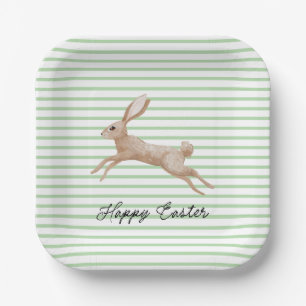 Easter Bunny Striped Paper Plates