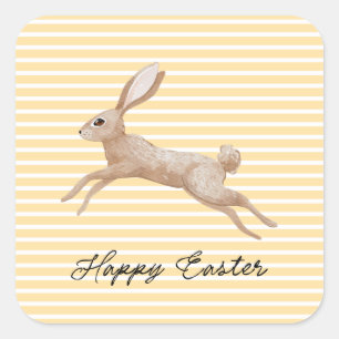 Easter Bunny Striped Square Sticker