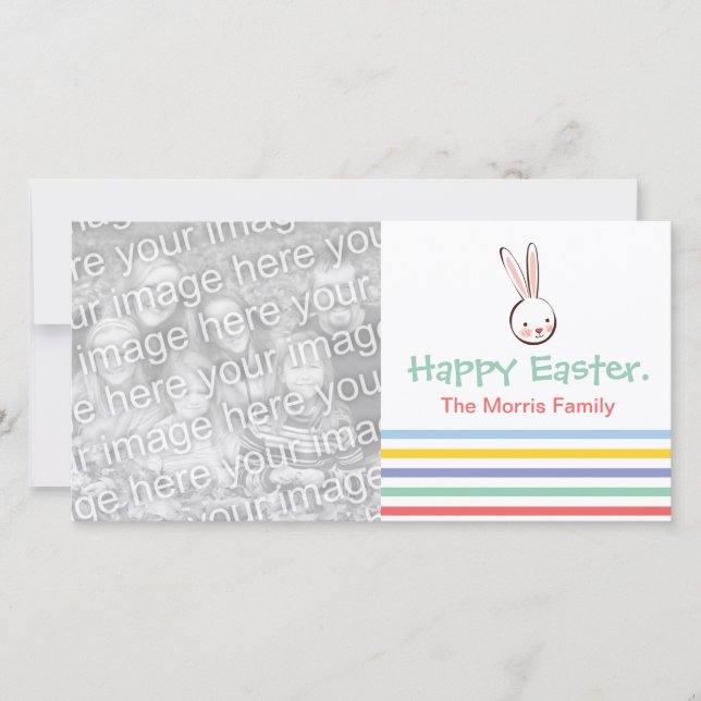 Easter Bunny Stripes Photo Cards (Front)
