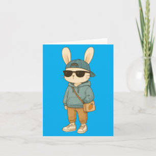 Easter Bunny Sungles Cute Cool Rabbit Spring Boys Card