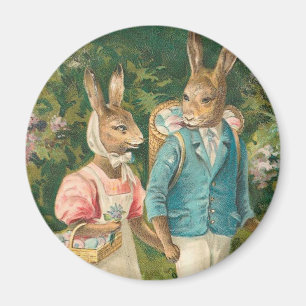 Easter Bunny Sweethearts Vintage Magnet