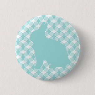 Easter Bunny Swirls Button, Light Blue 6 Cm Round Badge