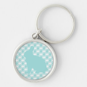 Easter Bunny Swirls Keychain, Light Blue Key Ring