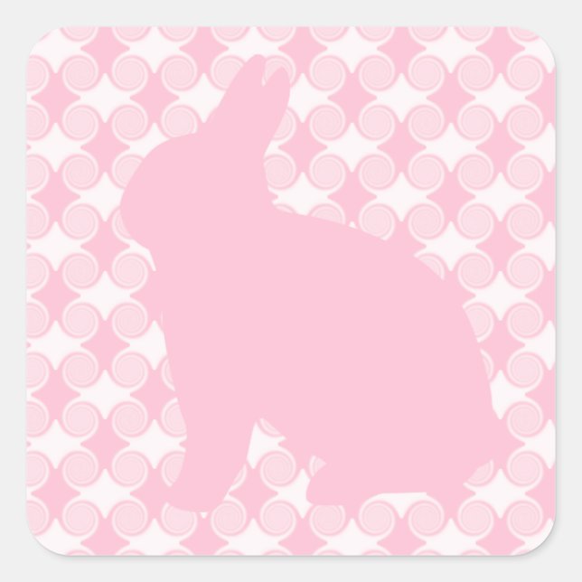 Easter Bunny Swirls Square Stickers, Light Pink Square Sticker (Front)