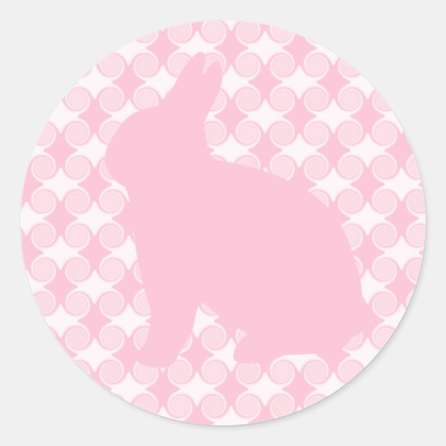 Easter Bunny Swirls Stickers, Light Pink Classic Round Sticker (Front)