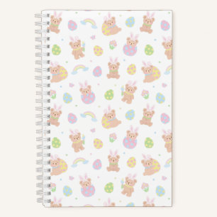 Easter Bunny Teddy Bear White Notebook