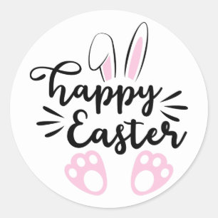 Easter bunny text round sticker