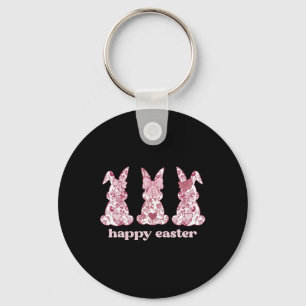 Easter Bunny Trio Pink Chinoiserie For Easter Day  Key Ring