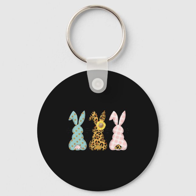Easter Bunny Trio Rabbit Leopard Easter Key Ring (Front)