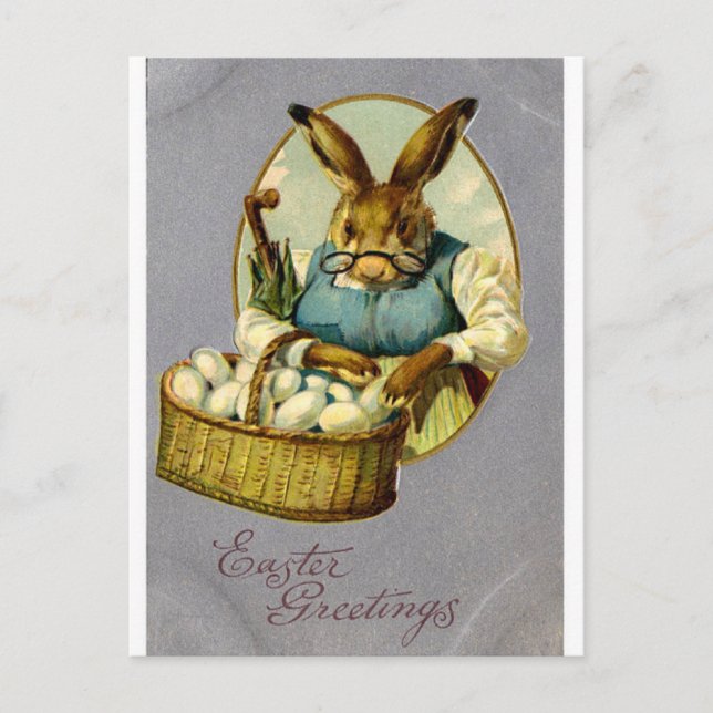 Easter Bunny Vintage Holiday Postcard (Front)