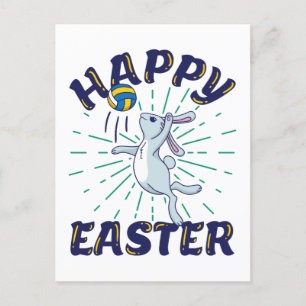 Easter Bunny Volleyball Jump Serve Postcard