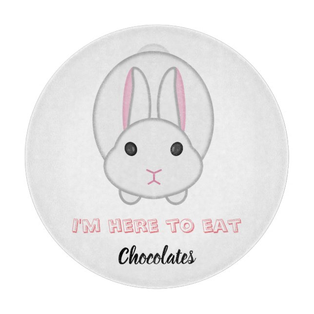 Easter bunny waiting to eat chocolates          cutting board (Front)
