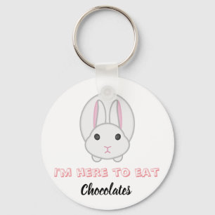 Easter bunny waiting to eat chocolates key ring