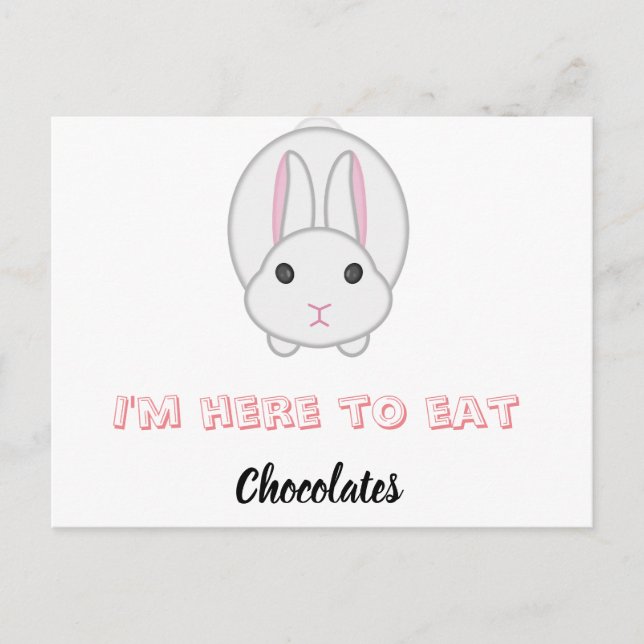 Easter bunny waiting to eat chocolates         postcard (Front)