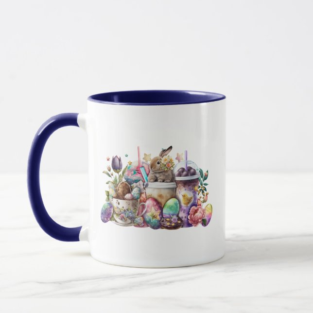 Easter Bunny Watercolor Coffee Drinks  Mug (Left)