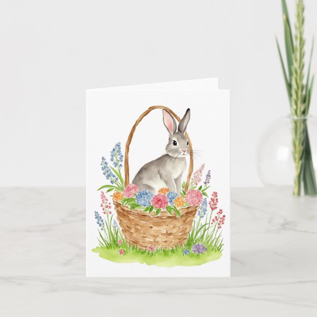 Easter Bunny Watercolor Easter Card 4 (Front)