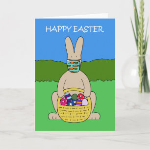 Easter Bunny Wearing a Face Mask Holiday Card