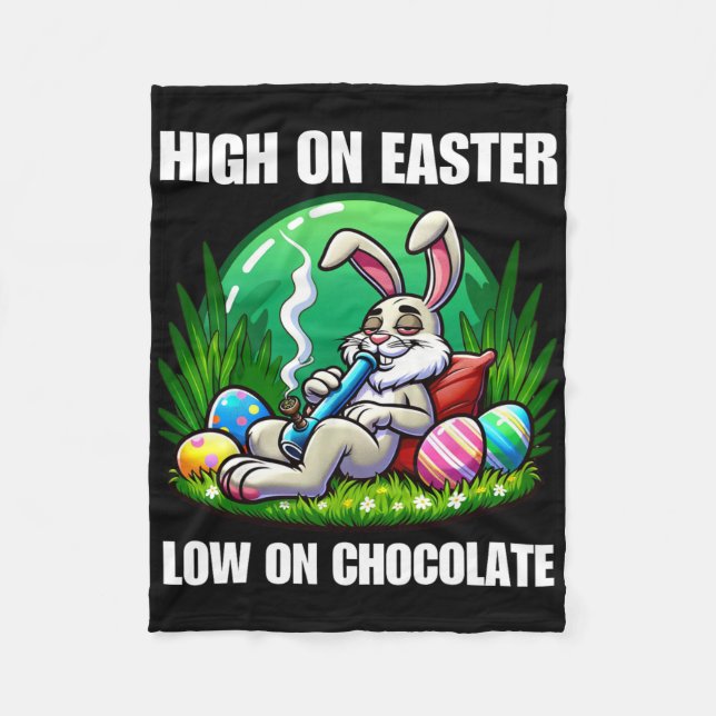 Easter Bunny Weed Funny Humor Gift  Fleece Blanket (Front)