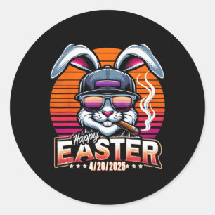 Easter Bunny Weed Funny Humour  Classic Round Sticker