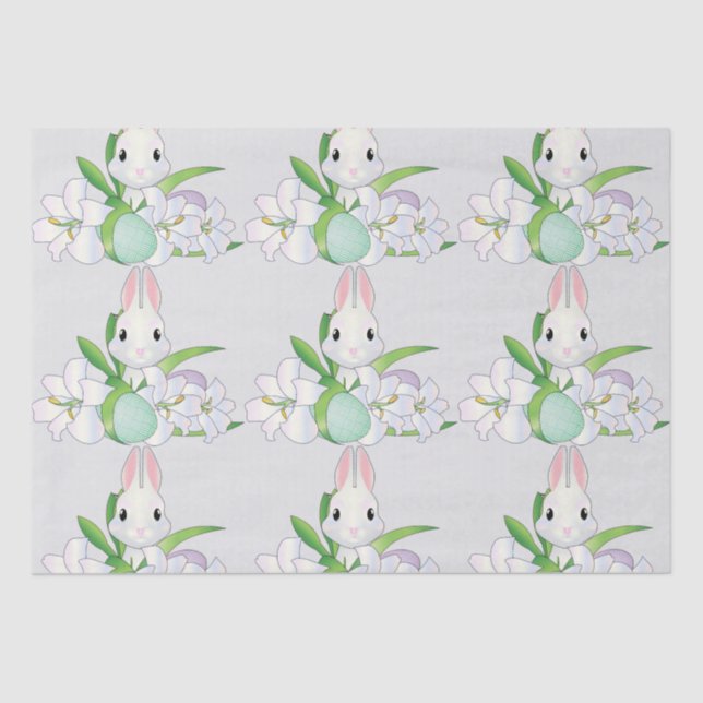 Easter Bunny White Lilies  Tissue Paper (Front)