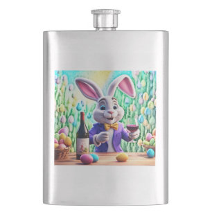 Easter Bunny Wine Time Hip Flask