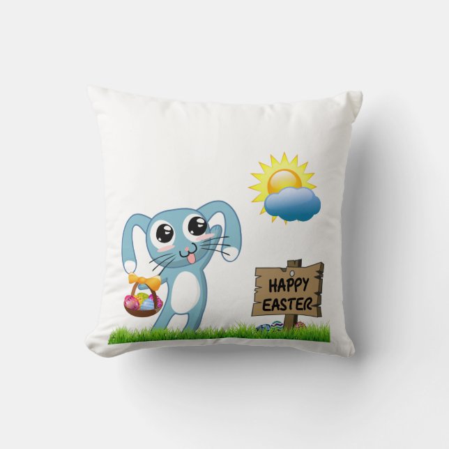 Easter Bunny wishes a Happy Easter Cushion (Front)
