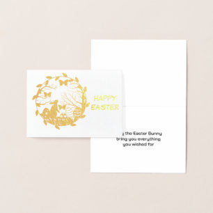 Easter Bunny Wishes Gold Foil Card