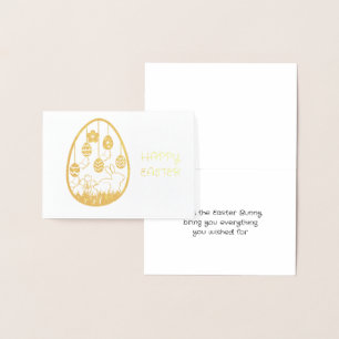 Easter Bunny Wishes Gold Foil Card